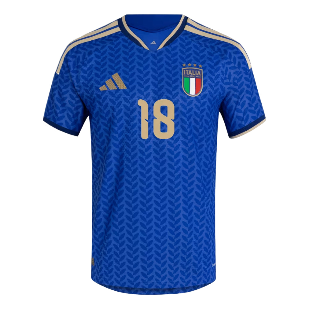 adidas Italy 26 Home Barella Authentic Jersey Asia Sizing 'Bold Blue' KW7733