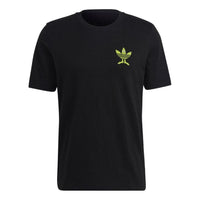 Men's adidas Logo Printing Round Neck Sports Short Sleeve Japanese Version Black T-Shirt HM2493