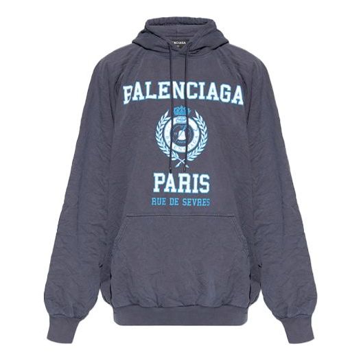 Balenciaga Est. 1917 College Logo Print Hoodie 'Navy' 697879TMV964140