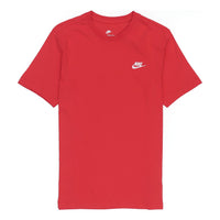 Nike Solid Color Embroidered Small Round Neck Short Sleeve Red AR4999-657