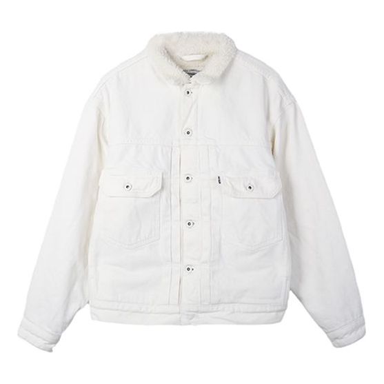 Men's Levis lamb wool lapel Long Sleeves Denim Jacket White 21261-0001