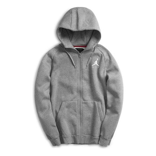 Air Jordan Air logo Printing Fleece Sports Hooded Jacket Gray 939998-091
