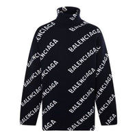 Balenciaga All Over Logo Turtleneck Sweater 'Black White' 621018T15674177
