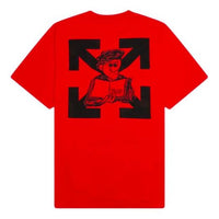 Off-White Back Logo Printing Round Neck Short Sleeve Red OMAA038F20FAB0071610