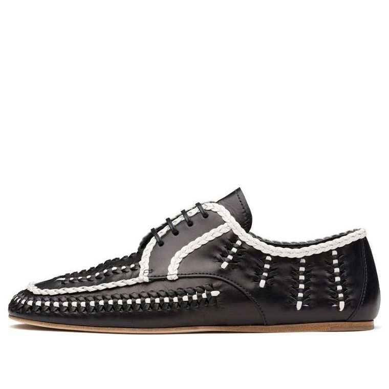 (WMNS) PRADA Prada two-tone Woven Lace-Up Shoes 'Black' 1E177M_3AVH_F0967_F_005