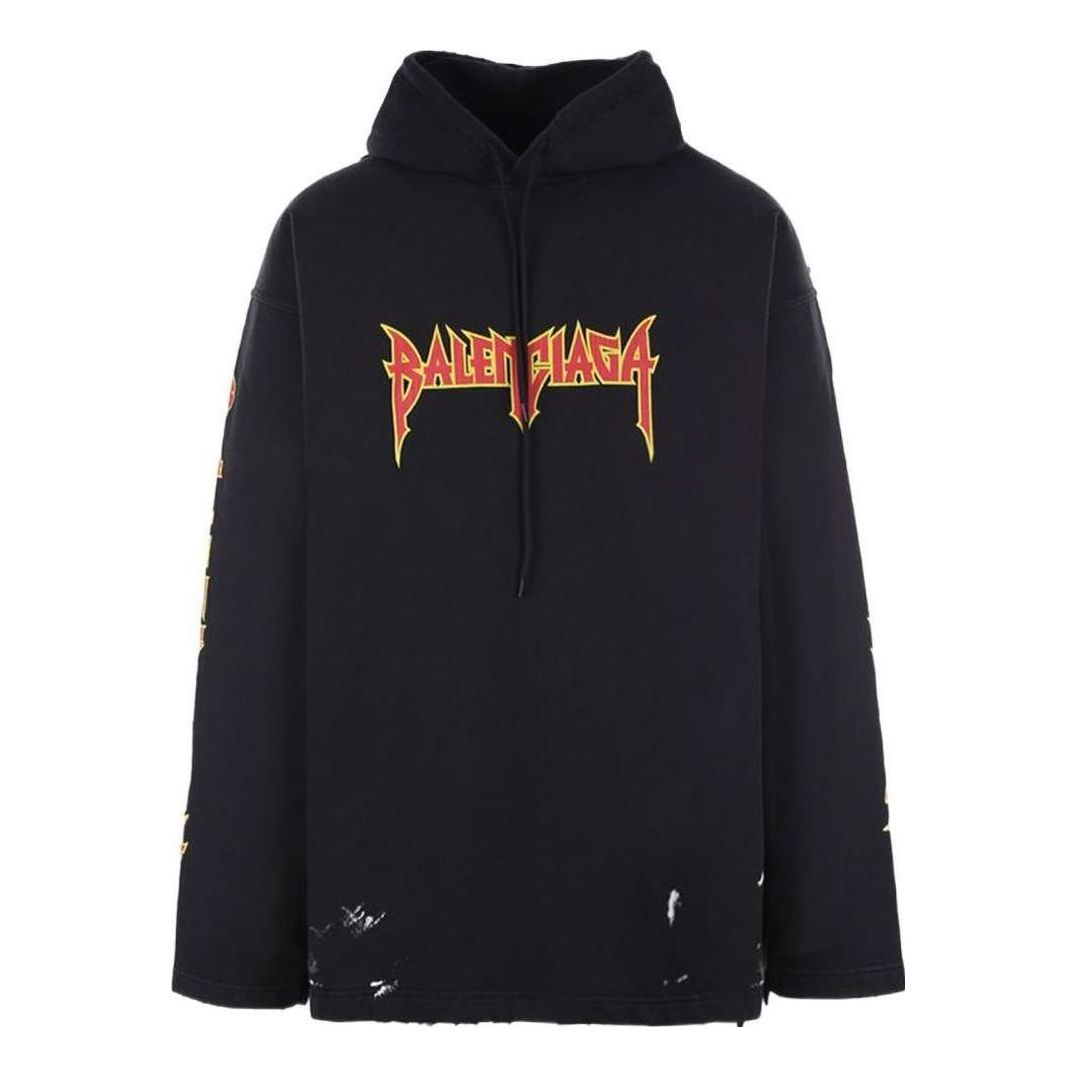 Balenciaga Metallica Hoodie Oversized Fit 'Black Orange' 698083TMV891055