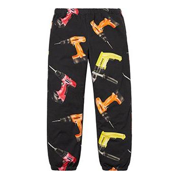 Supreme SS19 Drills Skate Electric Drill Pattern Printing Long Pants Casual Pants Unisex Black SUP-SS19-602