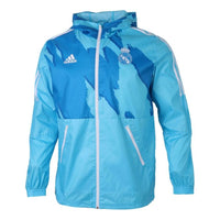 adidas Real Madrid Football Woven Hooded Jacket Blue GQ2538