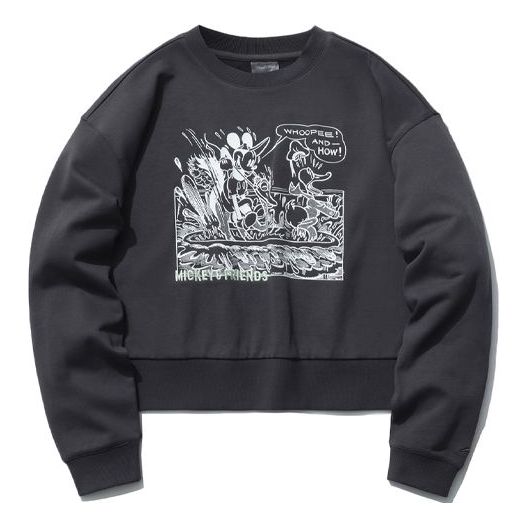 Li-Ning x Disney Crossover Printing Short Loose Pullover Hoodie Black Gray AWDR292-2