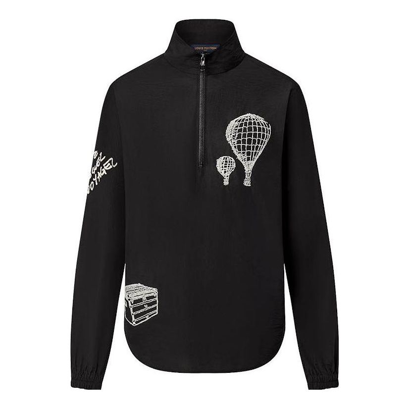 LOUIS VUITTON Embroidered Technical Cotton Zipped Shirt 'Black' 1ABY2M