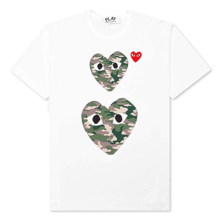 COMME des GARCONS PLAY Camouflage Two Heats Logo Tee 'White' AZ-T246-051-1