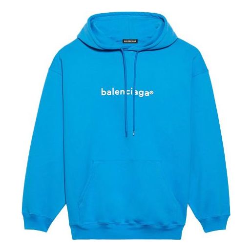 Men's Balenciaga FW21 Logo hooded Long Sleeves Blue 570811TIV557560