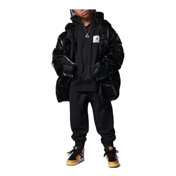(GS) Air Jordan official authentic sports hoodie pants suit 'Black' FJ9676-010