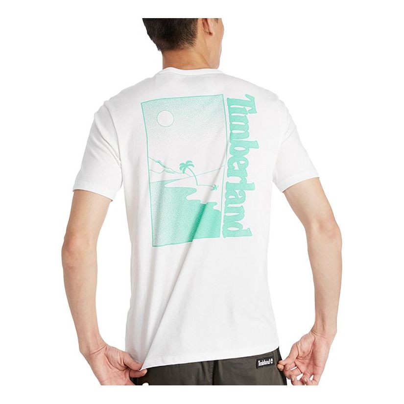 Men's Timberland Back Printing Short Sleeve Round Neck White A2B78100