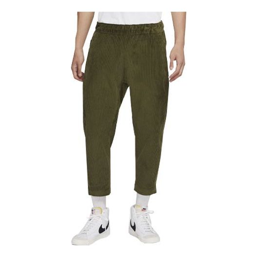 Men's Nike Solid Color Corduroy Cone Cropped Casual Pants/Trousers Green DO2324-326