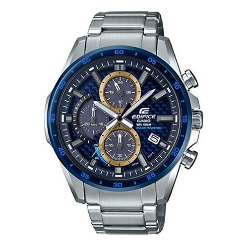 CASIO Waterproof Solar Powered Quartz EDIFICE Sapphire Crystal Blue Unisex Mens Royal Blue Analog EQS-900BCD-2AVUPR