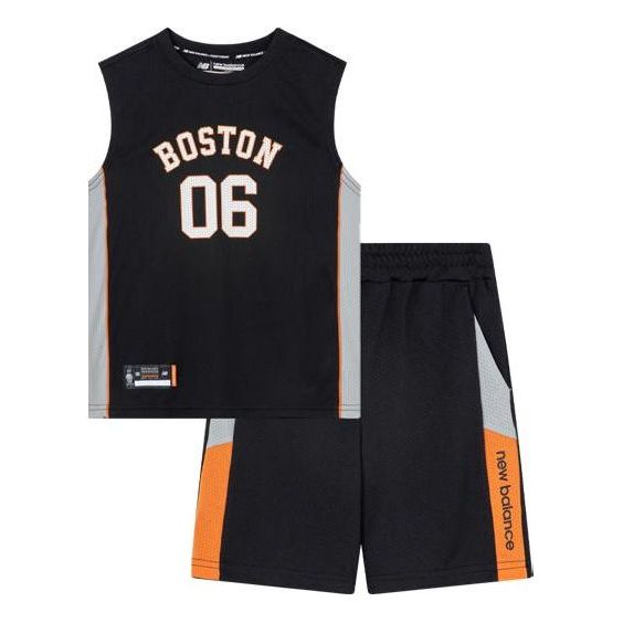 (GS) New Balance Sportswear Vest and Shorts Asia Sizing 'Black Grey Orange' ND2TD22023