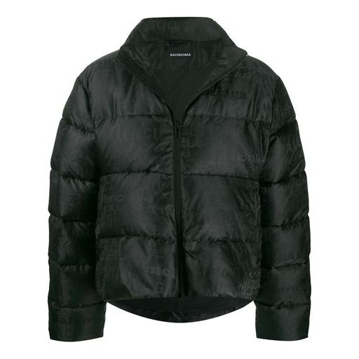 Balenciaga Embroidered Logo Puffer Jacket 'Black' 582998TFO061000