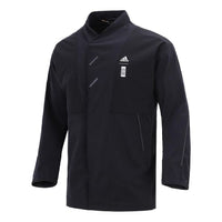 Men's adidas Martial Arts Series Wj Xia Long Jkt Logo Printing Mid-Length Stand Collar Sports Jacket Black HE5121
