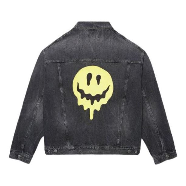 Balenciaga SS21 Drip Peace Large Fit Denim Jacket 'Black' 657607TBP471090