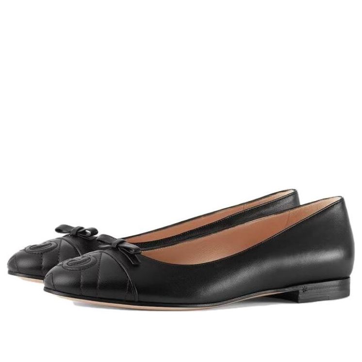 (WMNS) Gucci Ballet Flat With Double G Leather 'Black' 680878-BKO60-1000