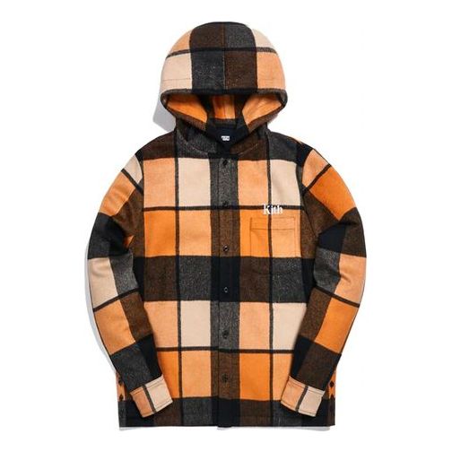 KITH Plaid Wool Ginza Hooded Shirt 'Orange' KTH-PLWGHSOG