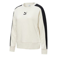(WMNS) PUMA Classics T7 Crewneck Sweatshirt 'White Black' 599226-05