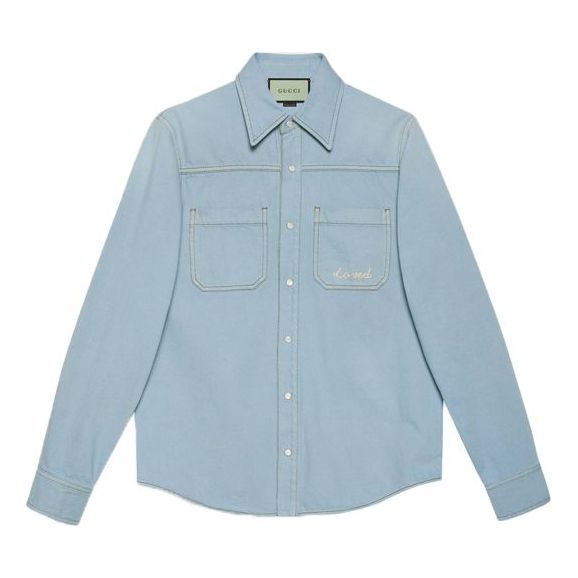 Gucci Les Pommes Oxford Cotton Shirt'Blue' 655703-XDBP4-4447