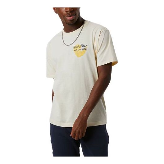 New Balance Men's New Balance x Rich Paul Crossover Logo Printing Round Neck Pullover Short Sleeve Creamy White MT13923-MCU