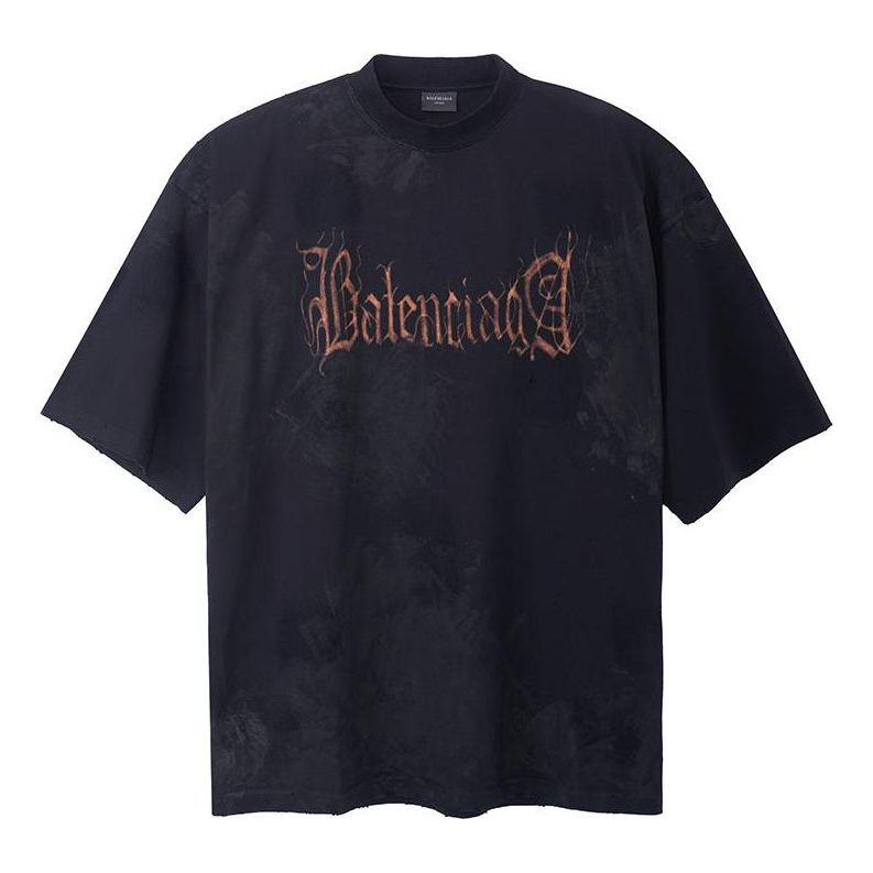 Balenciaga Heavy Metal T-shirt Large Fit 'Black Faded' 744439TOVE11055