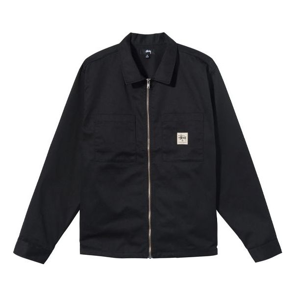 Stussy Zip Up Work Longsleeve Shirt 'Black' 1110183