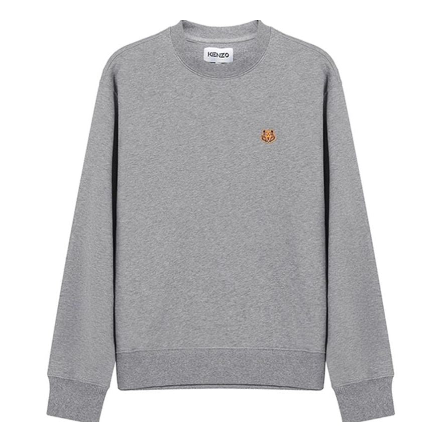 Men's KENZO SS21 Embroidered Round Neck Long Sleeves Gray FB55SW0034ML-95