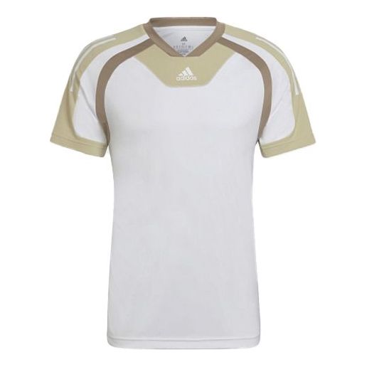 Men's adidas Round Neck Pullover Colorblock Short Sleeve White T-Shirt HP1884