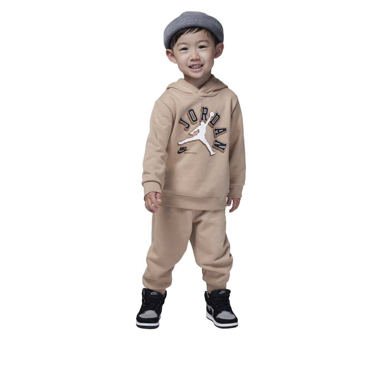 (TD) Air Jordan Varsity Logo Hoodie Pants Set 'Beige Black' FZ1780-200