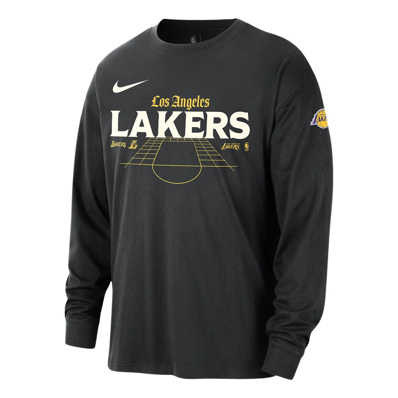 Nike NBA Los Angeles Lakers Courtside Long Sleeve T-shirt 'Black Yellow White' FQ6125-010