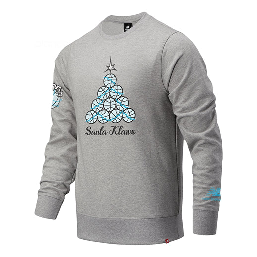 New Balance Round Neck Solid Color Funny Pattern Long Sleeves Gray MT03619-AG