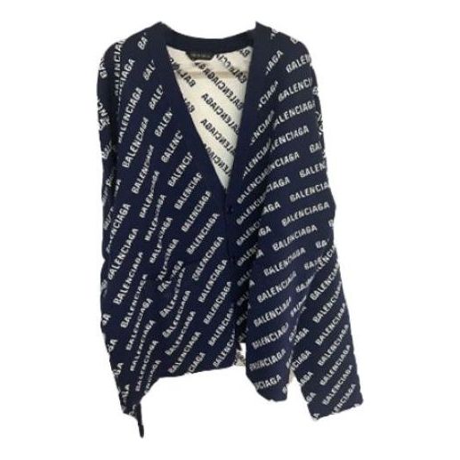 Balenciaga Allover Logo Knit Cardigan 'Blue White' 736248T32338502