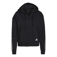 (WMNS) adidas Essentials Loose-Cut 3-Stripes Full-Zip Hoodie 'Black' GS1380