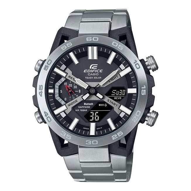Men's CASIO EDIFICE Racing Waterproof Quartz Movement Watch 47.8*51*10.8mm Silver Gray Mens ECB-2000YD-1AJF