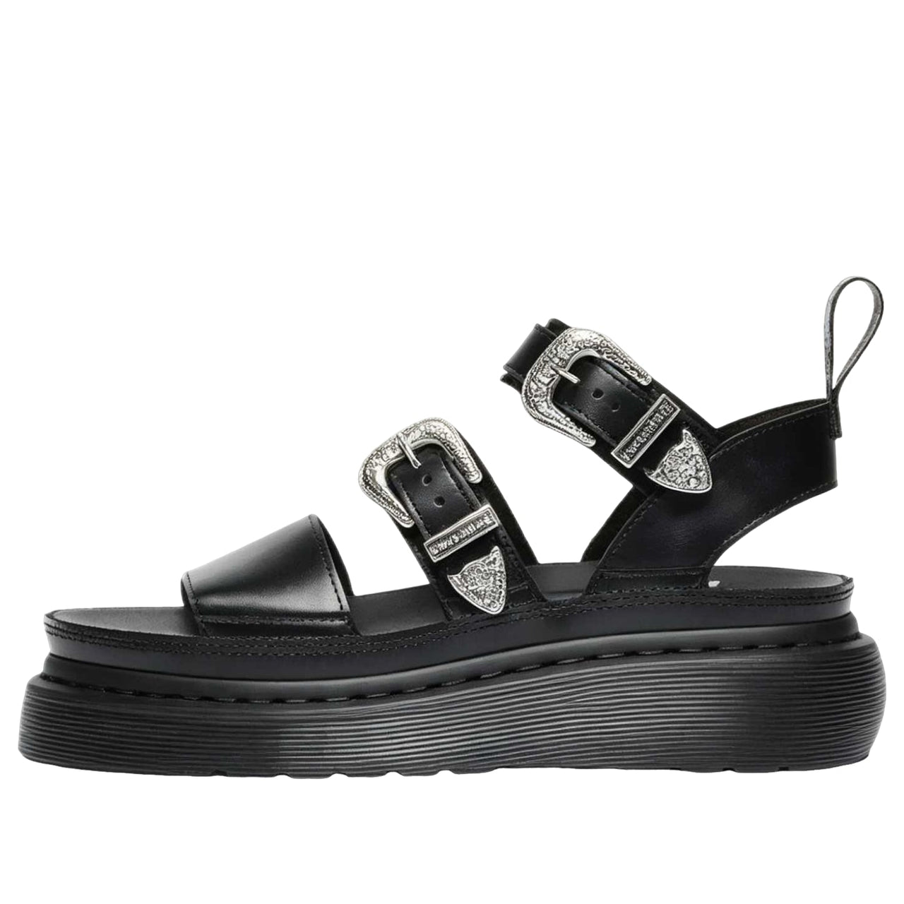 (WMNS) Dr. Martens Gryphon Quad Leather Gladiator Platform Sandals 'Black Altas' 43105001