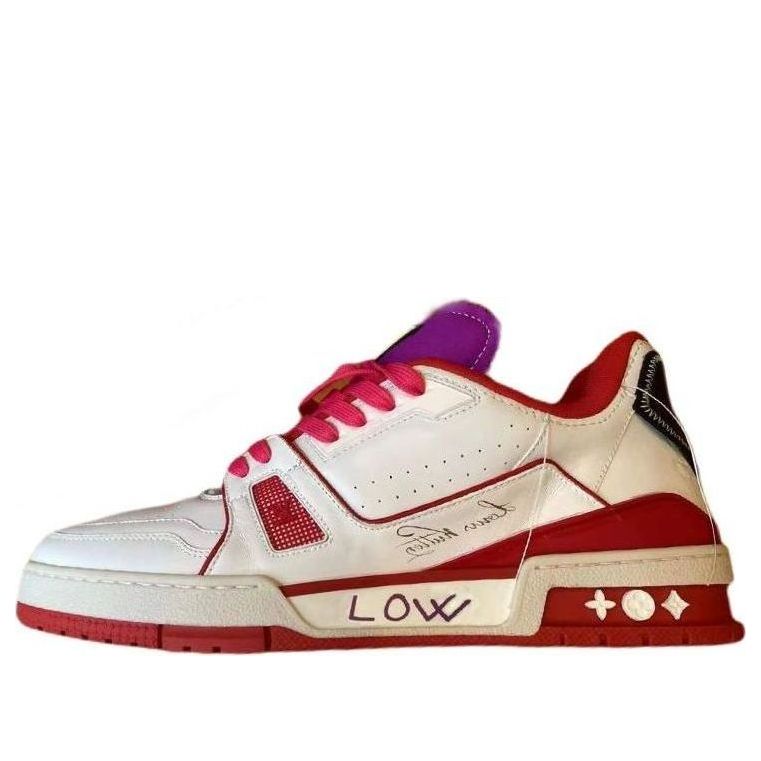 حذاء رياضي من LOUIS VUITTON Trainer Upcycling Sneakers باللونين الأبيض والأحمر والأرجواني لسيدني 1A9DA5