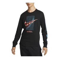 Nike Alphabet Logo Pattern Printing Long Sleeves Asia Edition Black T-Shirt DR8075-010