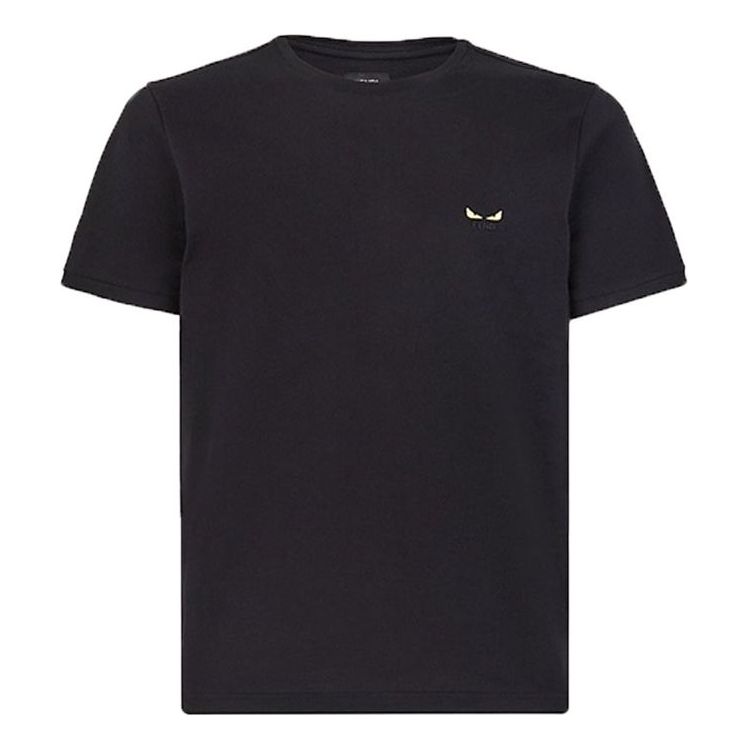 Men's FENDI Embroidered Knit Short Sleeve Black FY0894A875F0TXF