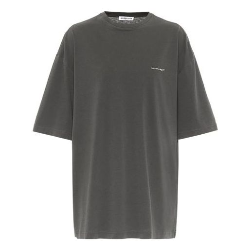 Balenciaga Print Crew Neck Small Logo Short Sleeve Gray 556104TYK281055