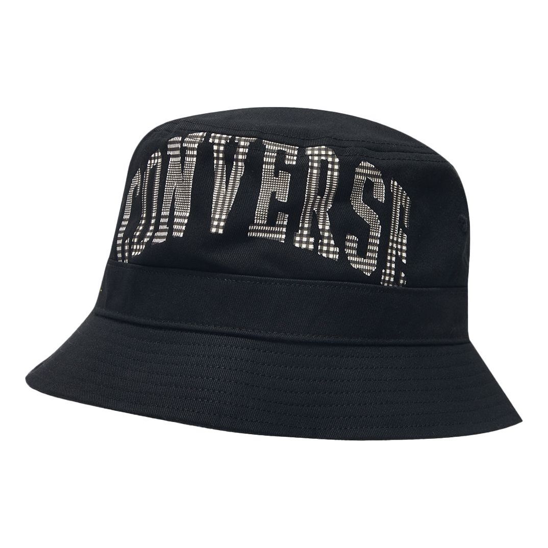 Converse Large Plaid Logo Bucket Hat 'Black' 10019855-A01
