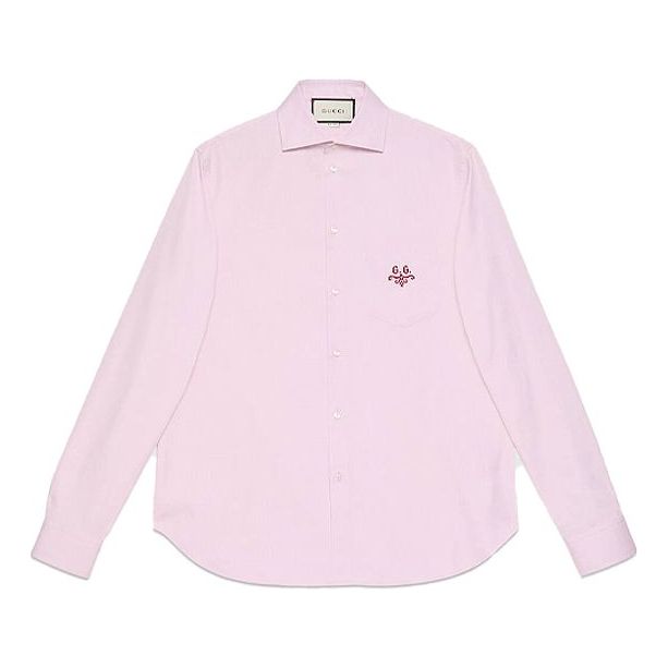 Gucci GG Embroidered Cotton Shirt For Men Pink 630270-ZAE51-5274