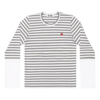 COMME des GARCONS PLAY L/S Bi-Colour Stripe White Sleeve T-Shirt 'Grey White' AZ-T320-051-3