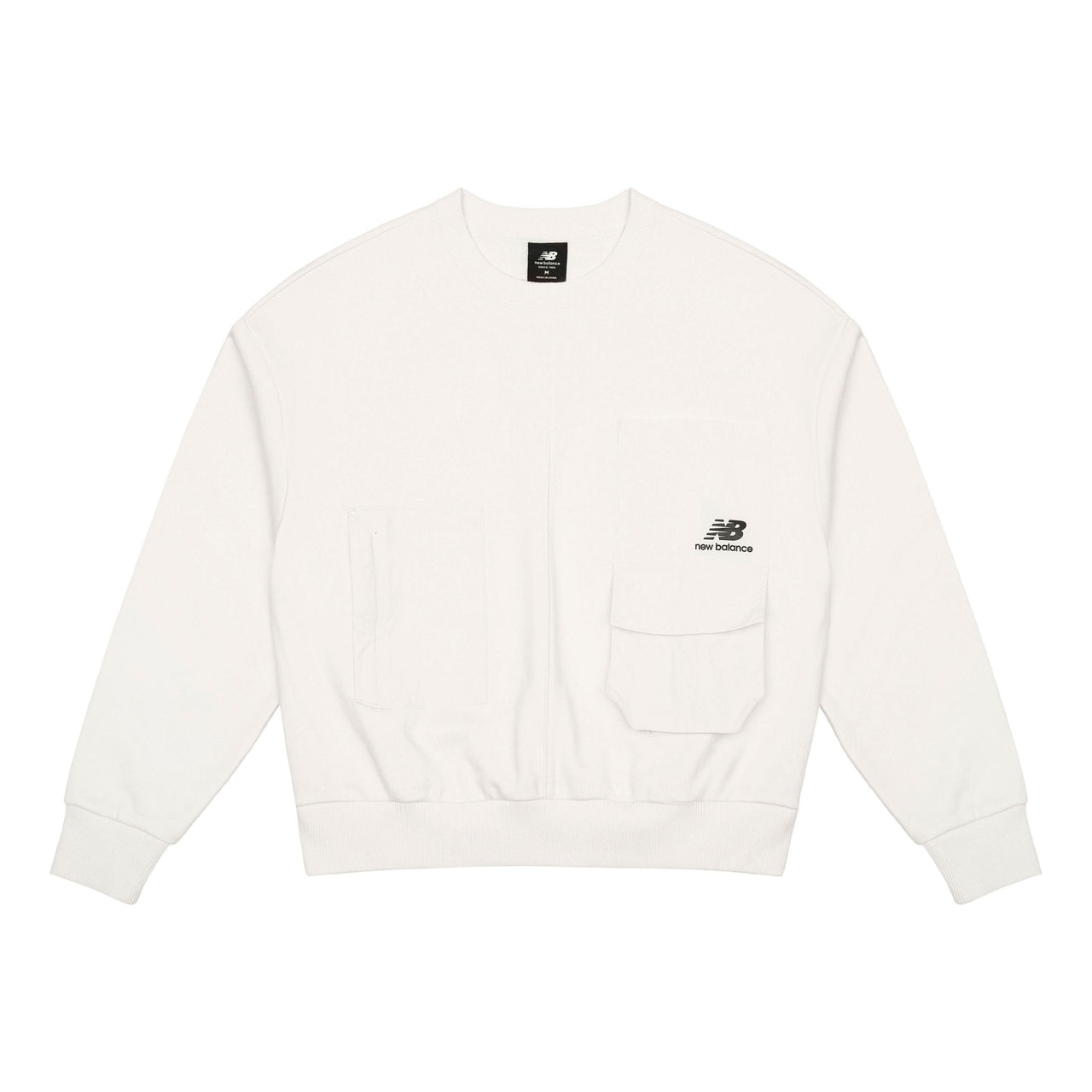 (WMNS) New Balance Logo Printing Casual Round Neck Pullover Sports Milky White Hoodie AWT13331-IV