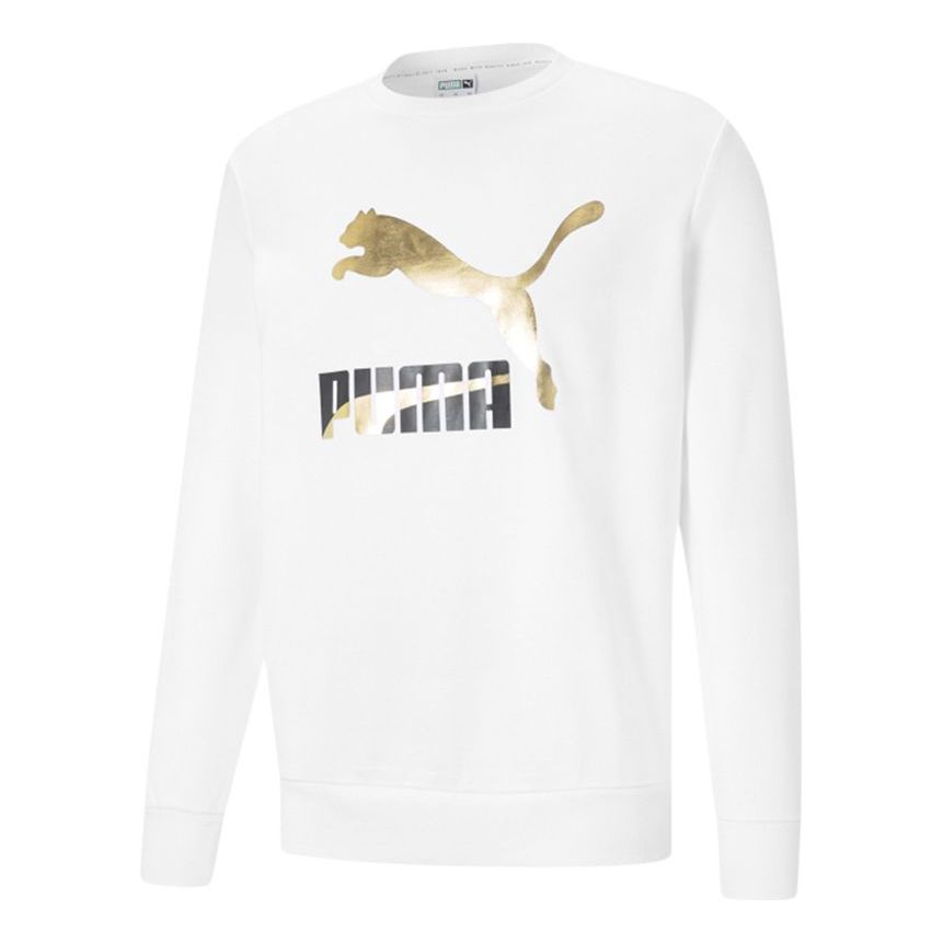 PUMA Archive Metallic Logo Sweater 'White Gold' 531367-02
