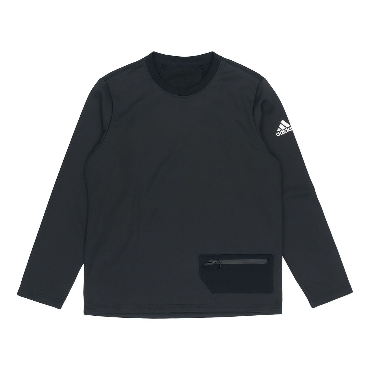 adidas Perfom Fl Cr Sw Fleece Lined Stay Warm Solid Color Casual Sports Round Neck Pullover Black GV3513